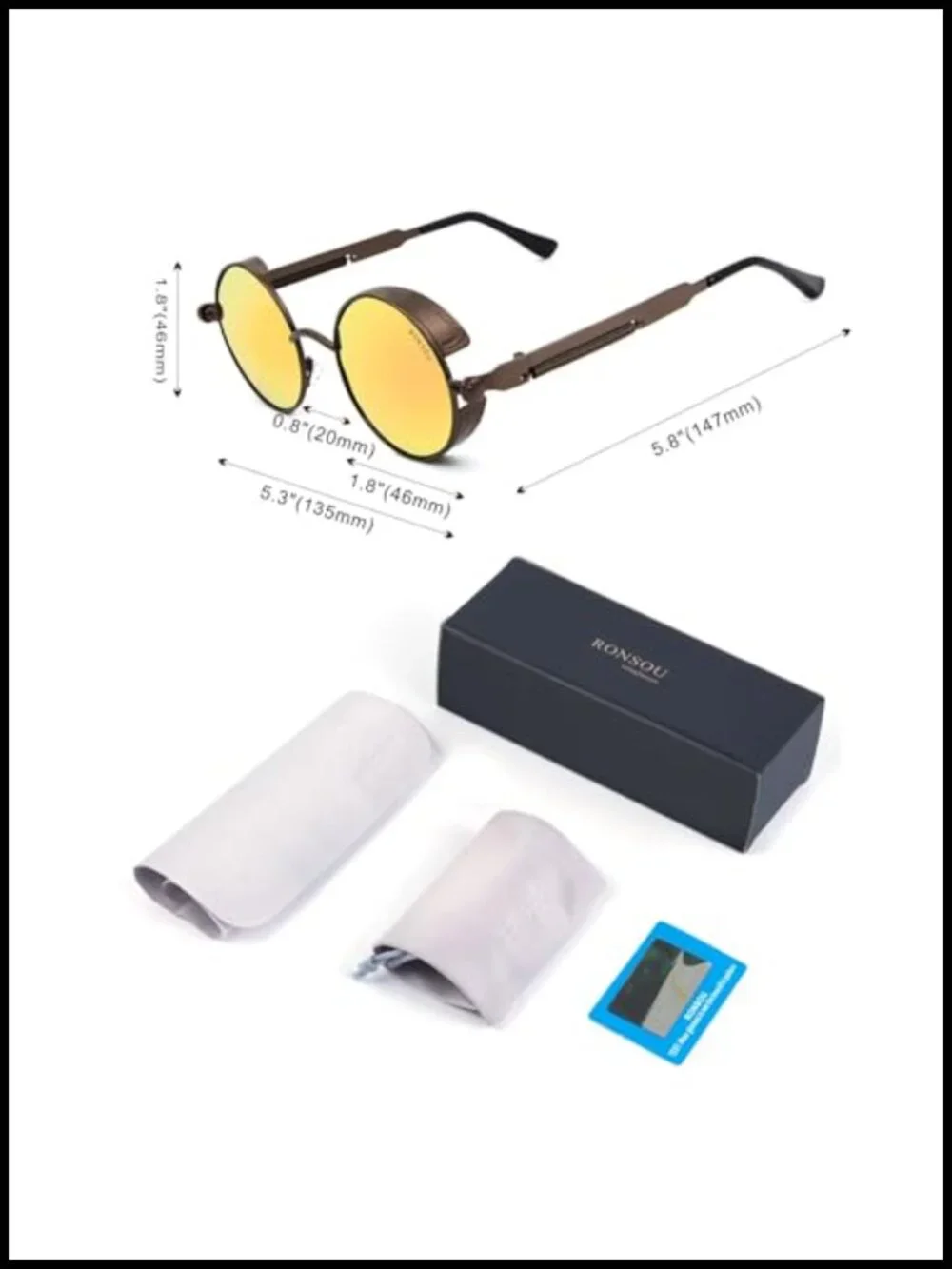 Steampunk Round Polarized Sunglasses UV400 Protection Men Women Metal Frame